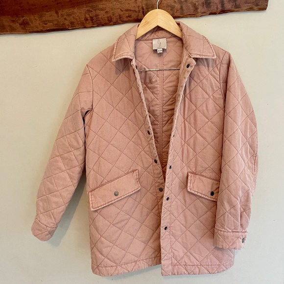 Joie | Quilted 100% Cotton Fall Barn Jacket Field Chore Coat Pastel Pink - Picture 3 of 11